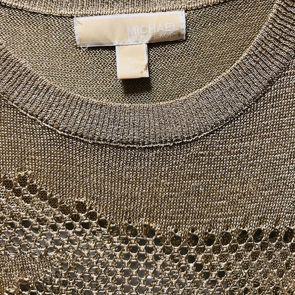 😍MICHAEL KORS MESH METALLIC GOLD TOP😍 - Picture 1 of 6
